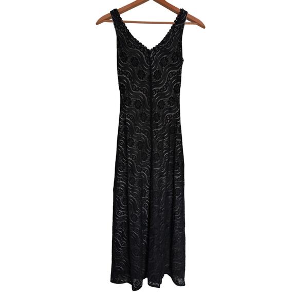Vintage Mesh Lace Midi Slip Dress XS Stretch Whimsigoth Witchy Fairy Grunge Y2K - Picture 1 of 5